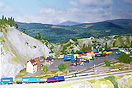 Panorama z Trainmanie za koleji�t�m v Kr�lovstv� �eleznic - Krkono�e se Sn�kou